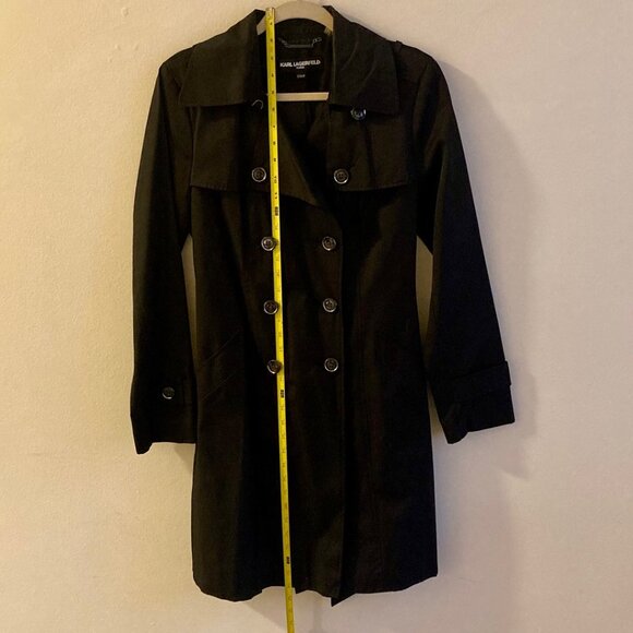 Karl Lagerfeld Paris Black Trench Coat Woman's Size S - Picture 10 of 12